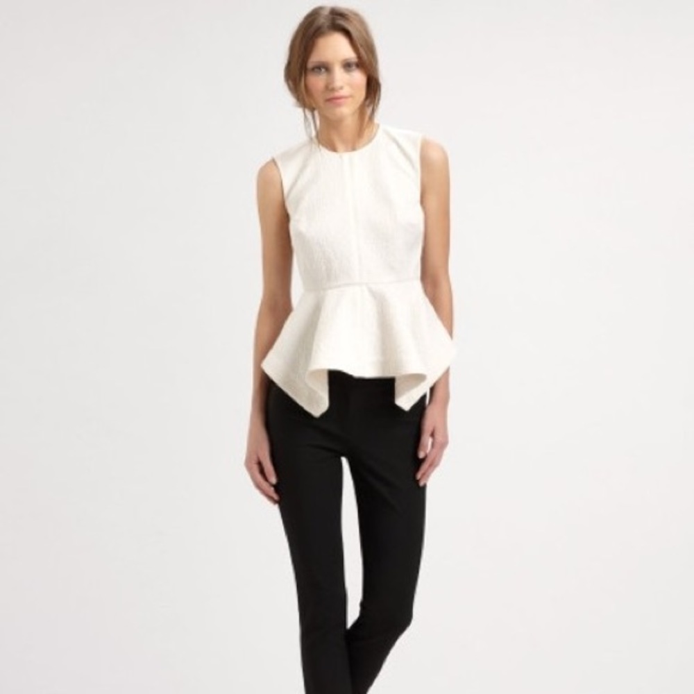 Elizabeth and James Cream Brocade Peplum Top